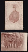 1914-1918 2 db fotó. I. Világháborús katona fotója és Magyar Királyi 139/4. honvéd tábori üteg fotó. 8,7x14cm, 12,8x9cm
