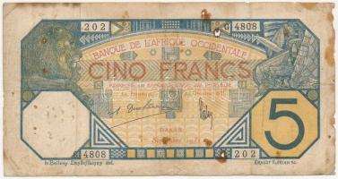 Francia Nyugat-Afrika 1932. 5Fr T:III- égésnyom French West-Africa 1932. 5 Francs C:VG burn marks Krause P# 5B