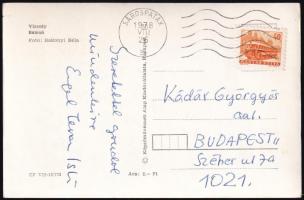 Engel Tevan István (1936-1996) által Kádár György festőművésznek küldött levelezőlap