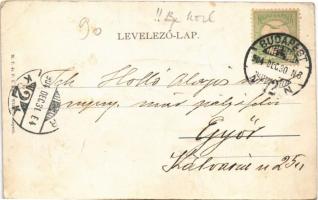 1904 Budapest XII. Svábhegyi fogaskerekű vasút gőzmozdonya, vonat, vasútállomás. M.T. és F.I. Koch W...