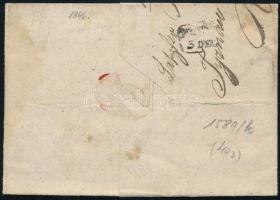 1846 Portós levél / Unpaid cover, kék / blue "TYRNA(U)" - Pesth