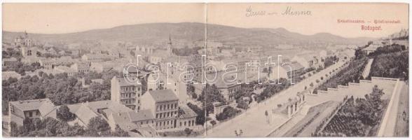 Budapest I. Krisztinaváros látképe. kihajtható panorámalap / folding panoramacard (non PC)