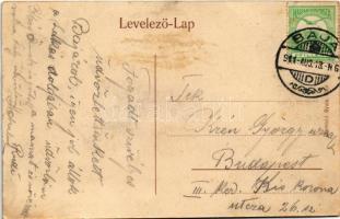 1911 Baja, Belvárosi részlet, lakáshiány, éjjeli szállás idegeneknek. Humoros montázs, Wurmfeld Gyul...