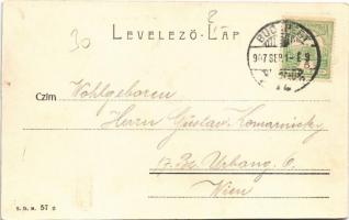 1907 Budapest VI. Teréz körút, villamos, hirdetőoszlop. S.D.M. 57C