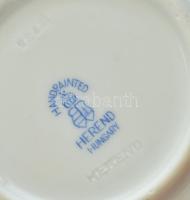 Herendi paradicsommadaras csészealj, 2 db, kézzel festett, jelzett, kis kopásnyomokkal, d: 11 cm