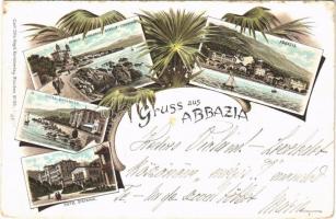 1895 (Vorläufer!!!) Abbazia, Opatija; V. Friedrich Schüler-Strandweg, Hotel Quarnero, Hotel Stefanie. Carl Otto Hayd Kunstverlag No. 124. Art Nouveau, floral, litho