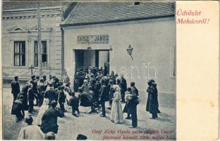Mohács, Gróf Zichy Gyula pécsi püspök Gaisz János üzleténél bérmál 1906 május hó. Blandl János kiadása