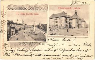 1901 Besztercebánya, Banská Bystrica; IV. Béla király tér, Törvényszéki palota. Ivánszky Elek kiadása / square, court. Art Nouveau (EK)