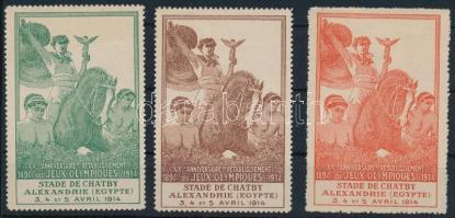 1914 3 klf színű Olimpia levélzáró / labels