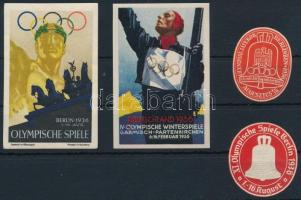 1936 4 db Berlini Olimpia levélzáró / 4 labels
