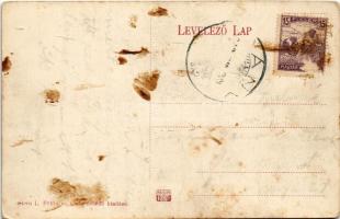 Dány (Gödöllő), községháza, falubeliek ünneplőben. Stern L. Fülöp kiadása (fl)