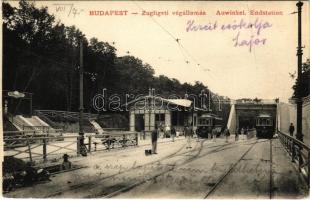 1904 Budapest XII. Zugligeti villamos végállomás, Fáczán nyaralótelep bejárata, építkezés