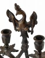 Szombati gyertyatartó pár. Judaika. Patinázott öntött bronz. Korának megfelelő állapotban. m: 42cm. ...