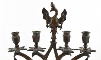 Szombati gyertyatartó pár. Judaika. Patinázott öntött bronz. Korának megfelelő állapotban. m: 42cm. ...