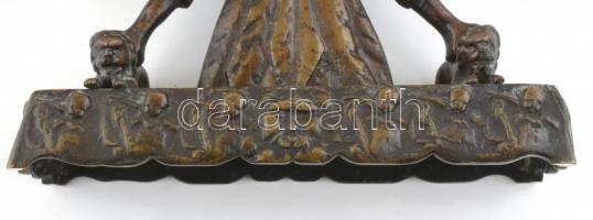 Szombati gyertyatartó pár. Judaika. Patinázott öntött bronz. Korának megfelelő állapotban. m: 42cm. ...