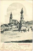 1901 Körmöcbánya, Kremnitz, Kremnica; Katolikus vártemplom, Szentháromság szobor. Demmiany L. kiadása / church, Holy Trinity statue (EB)