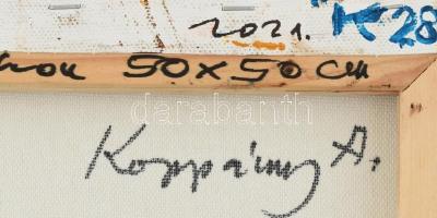 Koppány Attila (1947-): K28. Akril, vászon. Jelzett a hátoldalon. Fa keretben. 50x50 cm