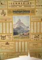 1928 Semmering fali naptár, plakát 50x70 cm Beszakadásokkal