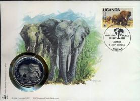 1986. "30 éves a WWF-Elefánt" ffém emlékérem érmés borítékon ugandai bélyeggel + bélyegzővel T:PP
