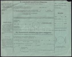 1871 10kr díjjegyes postautánvételi jegy, használatlan / PS-money order, unused