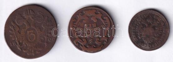 1763S 1kr Cu "Mária Terézia" + 1800A 3kr Cu "I. Ferenc" + 1851A 1kr Cu T:2-,3