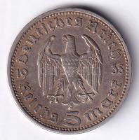 Német Harmadik Birodalom 1935A 5M Ag "Hindenburg" T:2,2- patina German Third Empire 1935A ...