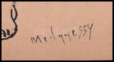 Medgyessy jelzéssel, 2 db mű: Álló aktok. Tus, papír. Jelzett. Lap széle sérült. 29,5x20,5 cm