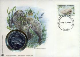 1986. "30 éves a WWF-Afrikai manátusz" ffém emlékérem érmés borítékon togoi bélyeggel + bélyegzővel T:PP