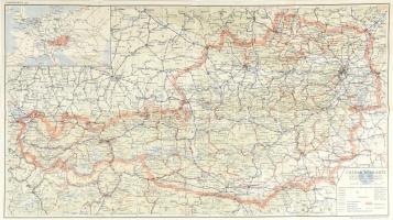 cca 1930 Az Osztrák Vasutak térképe / Austrian railways map 70x40 cm