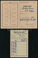 1954 Rendőr-egyesületi tagsági könyv tagsági bélyegekkel