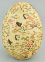 Porcelán tojás, matricás, jelzett, kopásnyomokkal, alján kisebb repedéssel, m: 20 cm