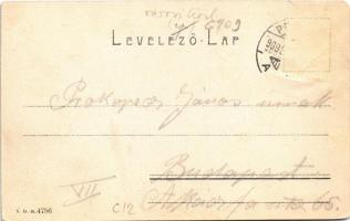 1909 Pozsony, Pressburg, Bratislava; Spitalgasse / Kórház utca, villamos, Duschinsky G. üzlete / Hos...