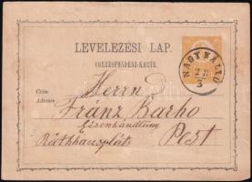 1872 2kr díjjegyes levelezőlap / PS-card "NAGYKÁLLÓ"