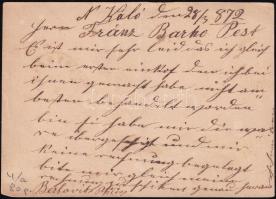 1872 2kr díjjegyes levelezőlap / PS-card "NAGYKÁLLÓ"