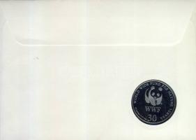 1986. "30 éves a WWF-Pelikán" ffém emlékérem érmés borítékon román bélyeggel + bélyegzővel...