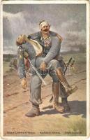 1916 Unsere Landsturm-Helden / Népfelkelő hőseink / WWI Austro-Hungarian K.u.K. military art postcard, injured soldiers. G.G.W.II. Nr. 116. s: C. Benesch (EM)