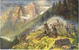 Az olaszok elleni harcok / Kampf gegen Alpini / WWI Austro-Hungarian K.u.K. military art postcard, battle against the Italian mountain troops s: F. Höllerer (EK)
