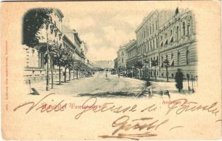 1899 Temesvár, Timisoara; Andrássy út. Králicsek Béla kiadása / street view (EB)