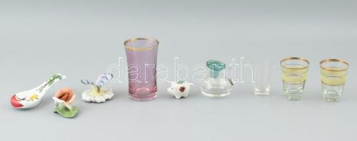 Kis üveg és porcelán tétel