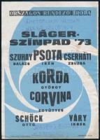 cca 1970 Sláger szinpad Korda, Psota, Korvina koncert plakát 24x18 cm