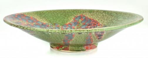 Repesztett mázas dísz tál d: 32 cm Jelzés nélkül, hibátlan