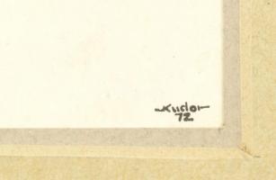 cca 1972 Kudor (?) 72 jelzéssel: Három grácia. Nyomat, papír. Apró felületi sérülésekkel. Üvegezett ...