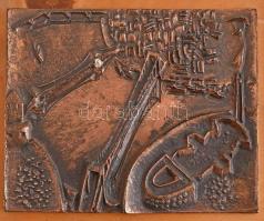 Iparművész fali akasztós kulcstartó, Budapest látképes réz domborművel díszítve, Iparművészeti Válla...