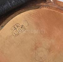 Roamer arany(Au) 14K karóra, dátumkijelzővel, jelzett, gomb hiányzik, kopásnyomokkal, nem működik, d...