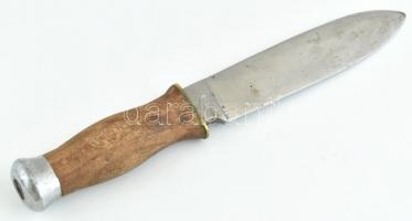 Rehwappen Solingen kés, rozsdamentes acél, fa nyéllel, kis kopással, h: 21 cm