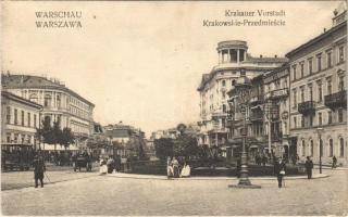 Warszawa, Varsovie, Varsó, Warschau, Warsaw; Krakauer Vorstadt / Krakowskie Przedmiescie / square, horse drawn carriage, Syrena shop (fl)