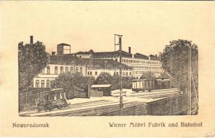 Radomsko, Nowo-Radomsk, Noworadomsk; Wiener Möbel Fabrik und Bahnhof / Viennese furniture factory and railway station (fl)