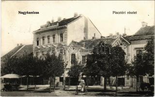 1907 Nagykanizsa, Piac tér, utcai árusok, üzletek. Mair könyvkereskedés kiadása