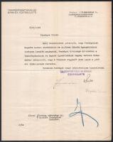 1928 Bp., Takarékpénztárak és Bankok Egyesülete József főhercegnek címzett levele, rajta Hegedüs Lóránt (1872-1943) aláírásával