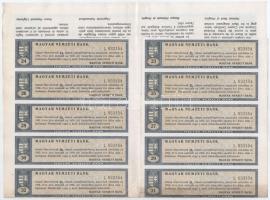 Budapest 1924. "Magyar Nemzeti Bank" részvény 100K-ról "033.154" szelvényekkel, ...